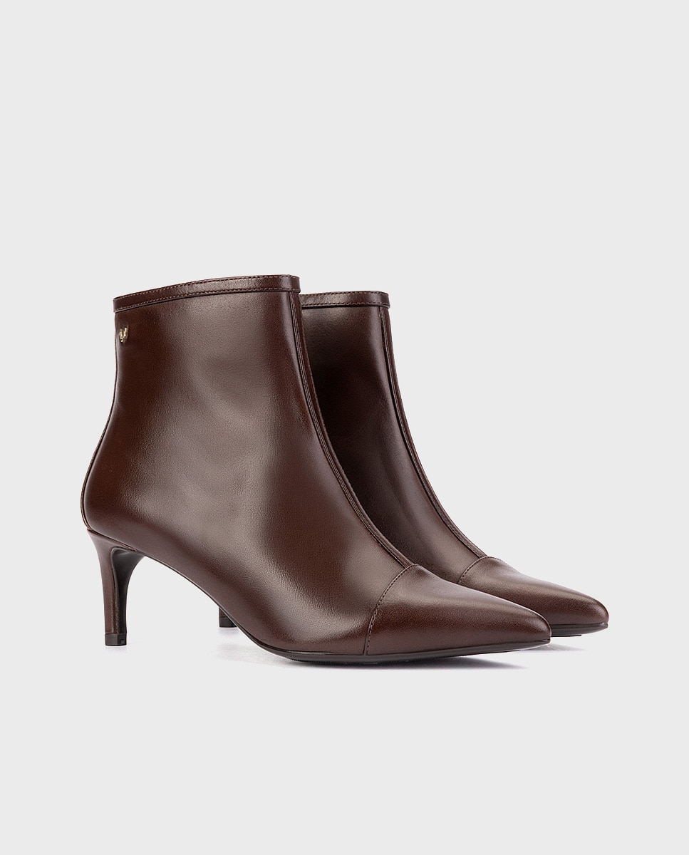Imagen 3 de Botines de tacón de mujer de piel con cremallera en color - Martinelli - Marrón oscuro Marrón oscuro
