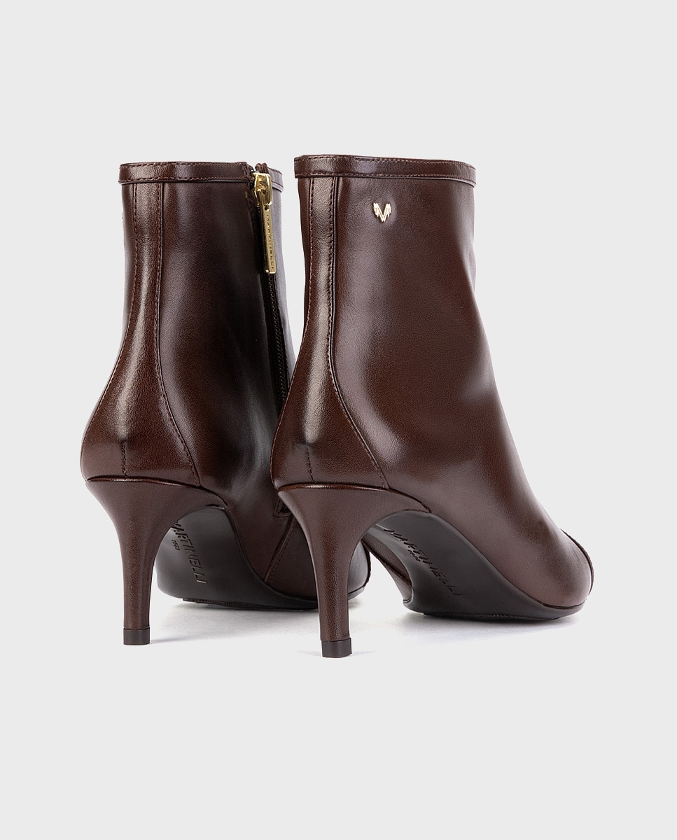Imagen 2 de Botines de tacón de mujer de piel con cremallera en color - Martinelli - Marrón oscuro Marrón oscuro