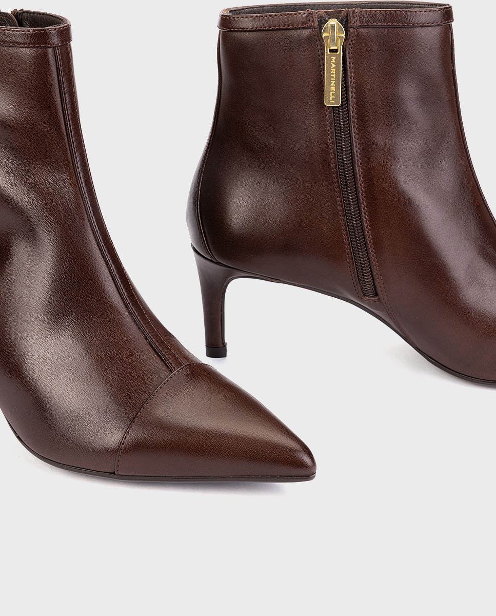 Imagen 4 de Botines de tacón de mujer de piel con cremallera en color - Martinelli - Marrón oscuro Marrón oscuro