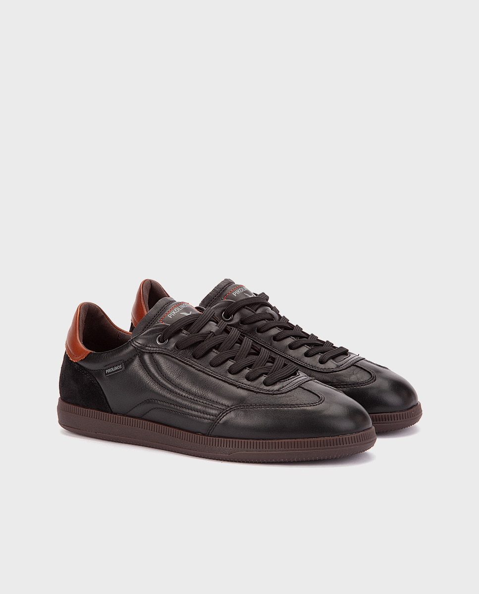 Zapatillas de hombre de piel con plantilla extraíble - Pikolinos - Negro Negro-3
