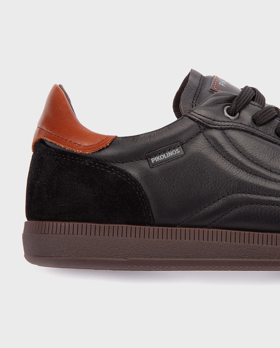 Zapatillas de hombre de piel con plantilla extraíble - Pikolinos - Negro Negro-4