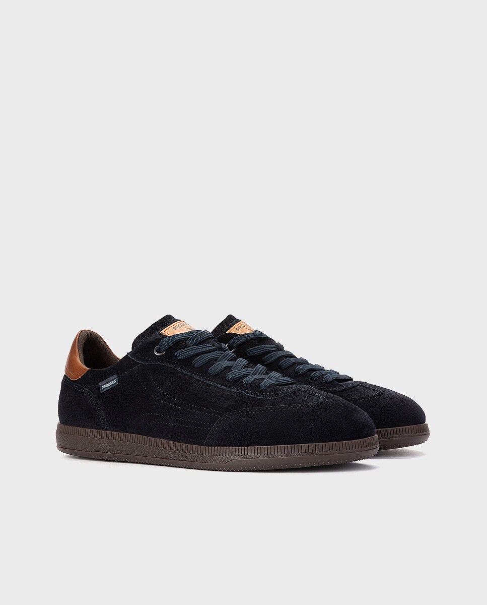 Zapatillas de hombre de piel con plantilla extraíble - Pikolinos - Azul Azul-4