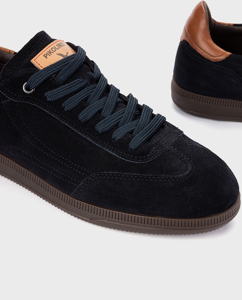 Zapatillas de hombre de piel con plantilla extraíble - Pikolinos - Azul Azul-2