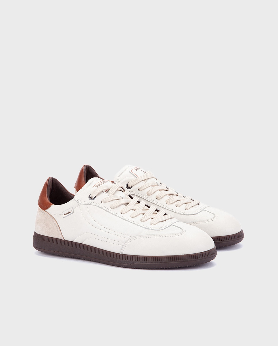 Zapatillas de hombre de piel con plantilla extraíble - Pikolinos - Blanco Blanco-3