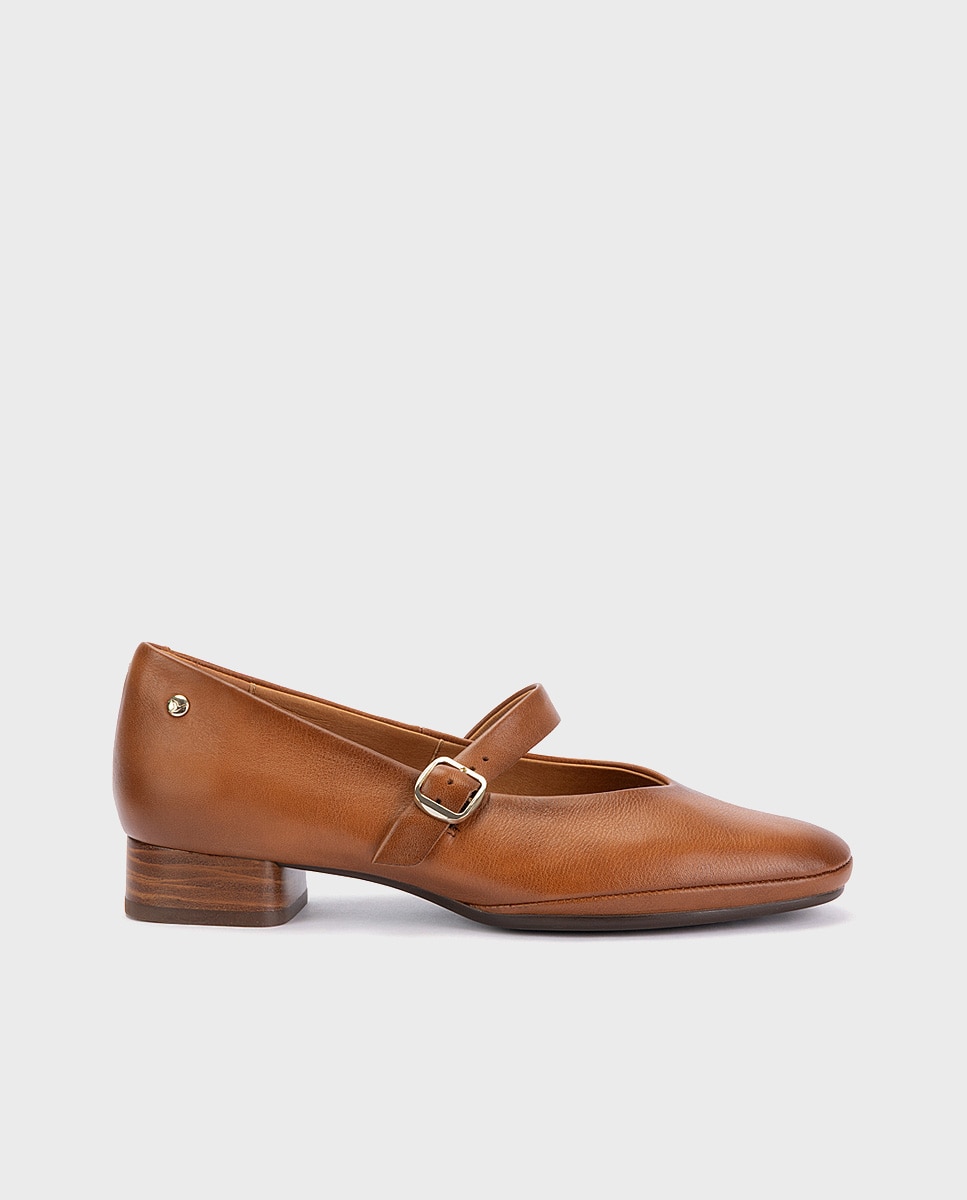 Imagen 1 de Zapatos de tacón de mujer de piel con horma amplia - Pikolinos - Marrón Marrón