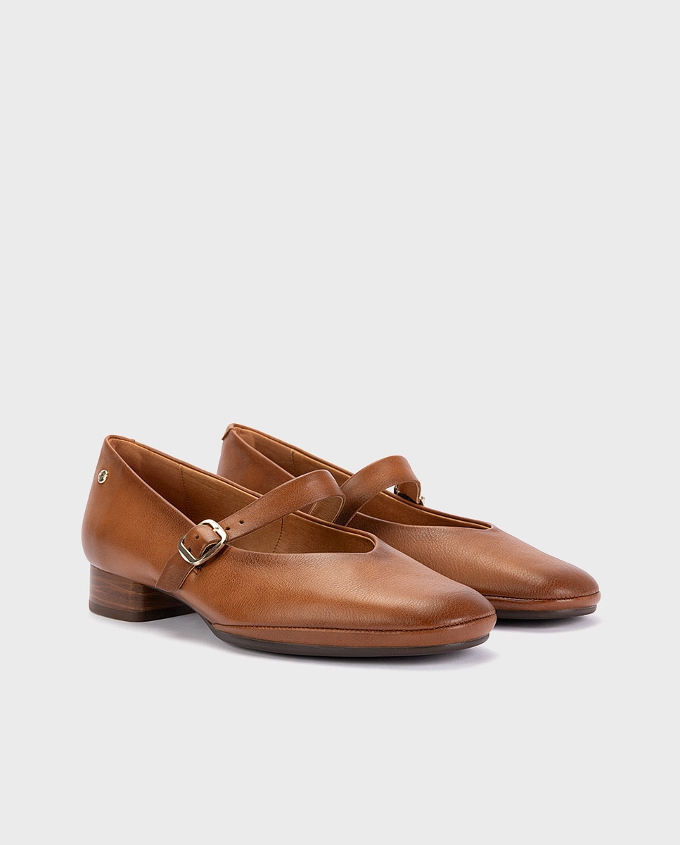 Imagen 3 de Zapatos de tacón de mujer de piel con horma amplia - Pikolinos - Marrón Marrón