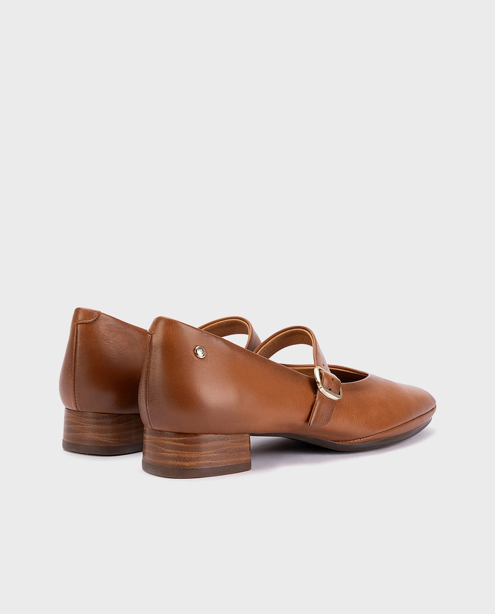 Imagen 2 de Zapatos de tacón de mujer de piel con horma amplia - Pikolinos - Marrón Marrón