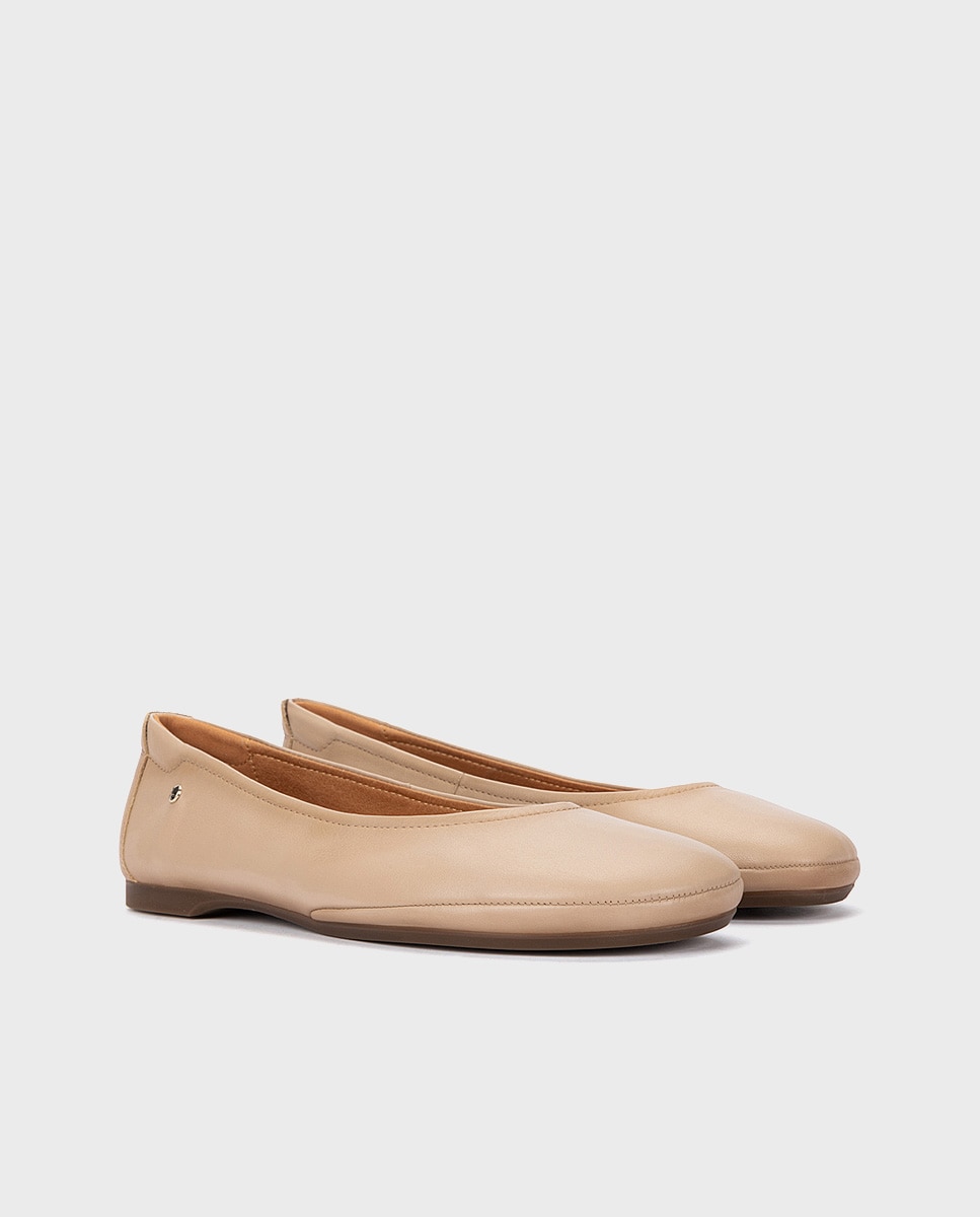 Bailarinas de mujer de piel con plantilla acolchada - Pikolinos - Natural Natural-3