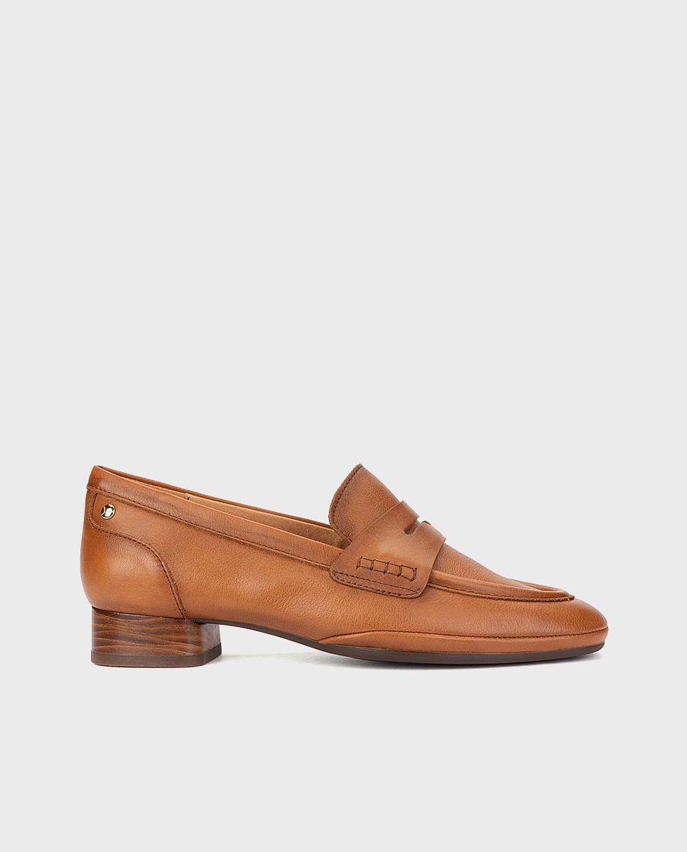 Imagen 1 de Zapatos de tacón de mujer de piel con horma amplia - Pikolinos - Marrón Marrón