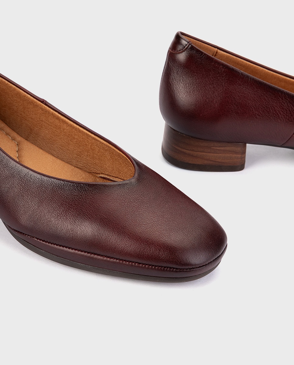Imagen 4 de Zapatos de tacón de mujer de piel con horma amplia - Pikolinos - Granate Granate