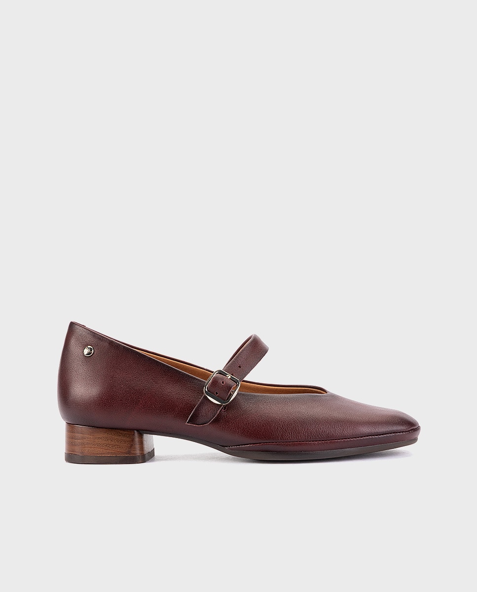 Imagen 1 de Zapatos de tacón de mujer de piel con horma amplia - Pikolinos - Granate Granate