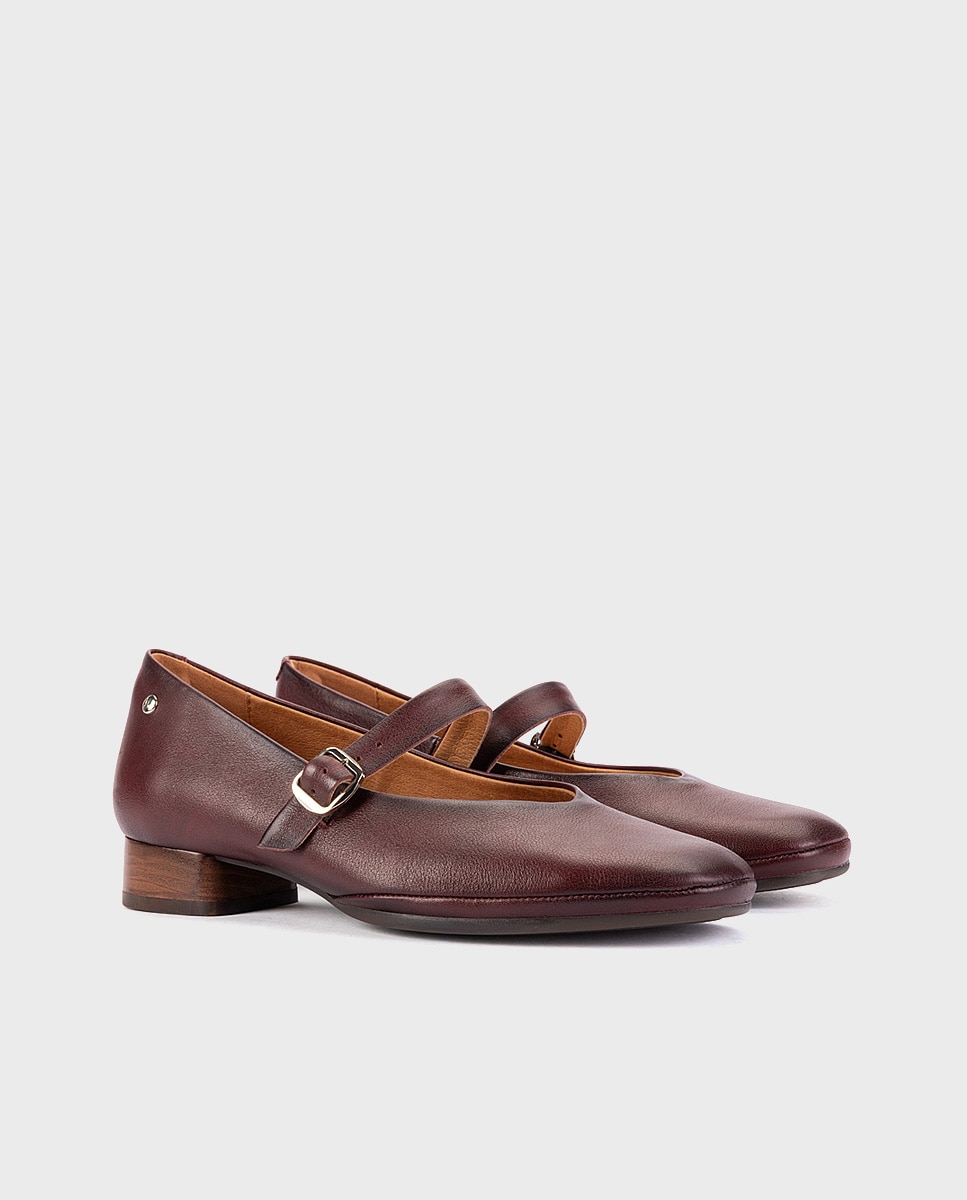 Imagen 3 de Zapatos de tacón de mujer de piel con horma amplia - Pikolinos - Granate Granate