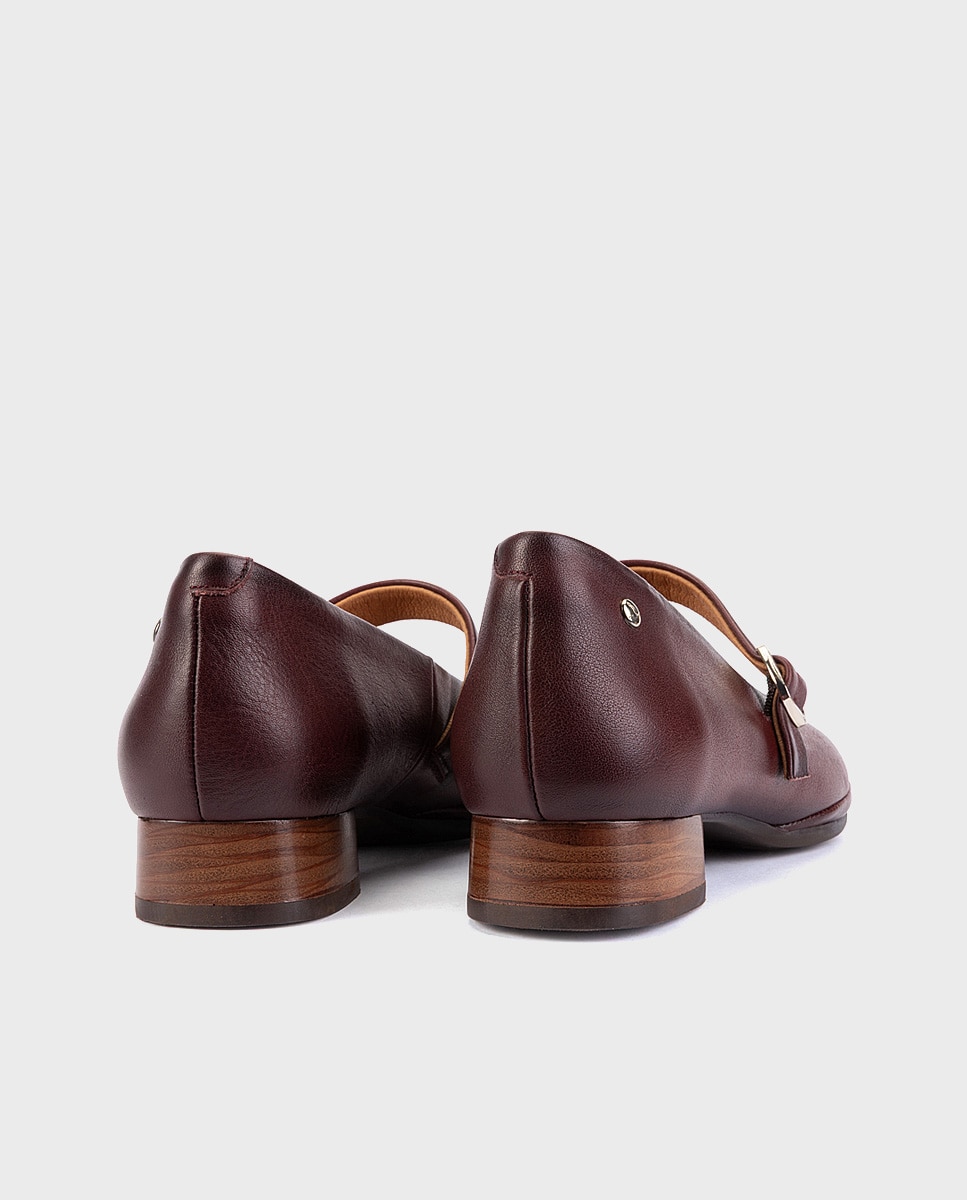 Imagen 2 de Zapatos de tacón de mujer de piel con horma amplia - Pikolinos - Granate Granate