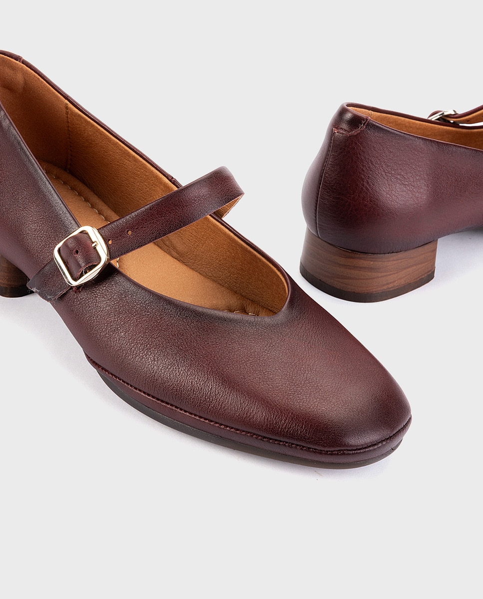 Imagen 4 de Zapatos de tacón de mujer de piel con horma amplia - Pikolinos - Granate Granate
