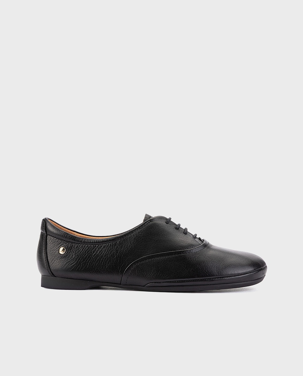 Imagen 0 de Zapatos planos de mujer de piel con plantilla acolchada Negro