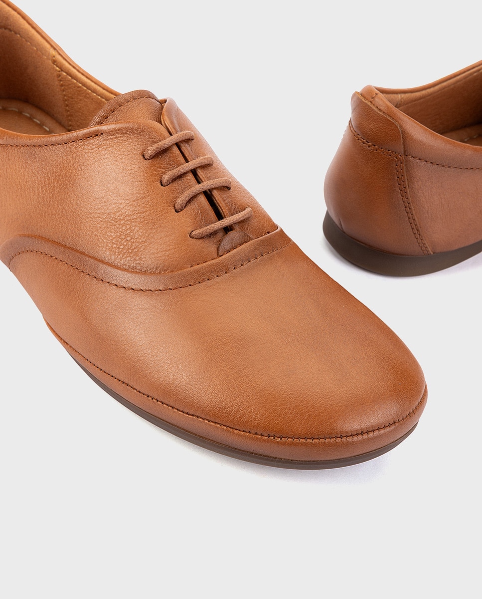 Zapatos planos de mujer de piel con plantilla acolchada - Pikolinos - Marrón Marrón-4