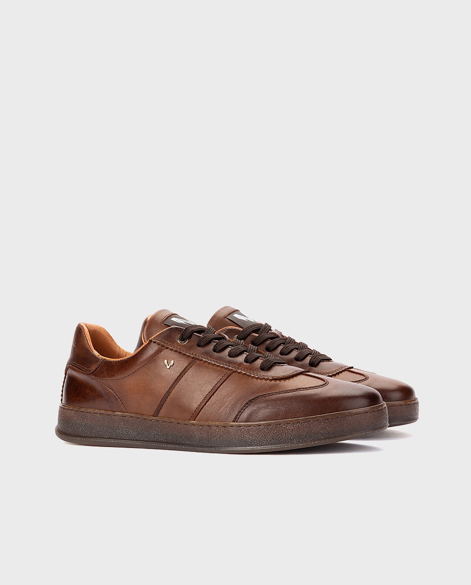 Zapatillas de hombre de piel con cordones en color - Martinelli - Marrón oscuro Marrón oscuro-3