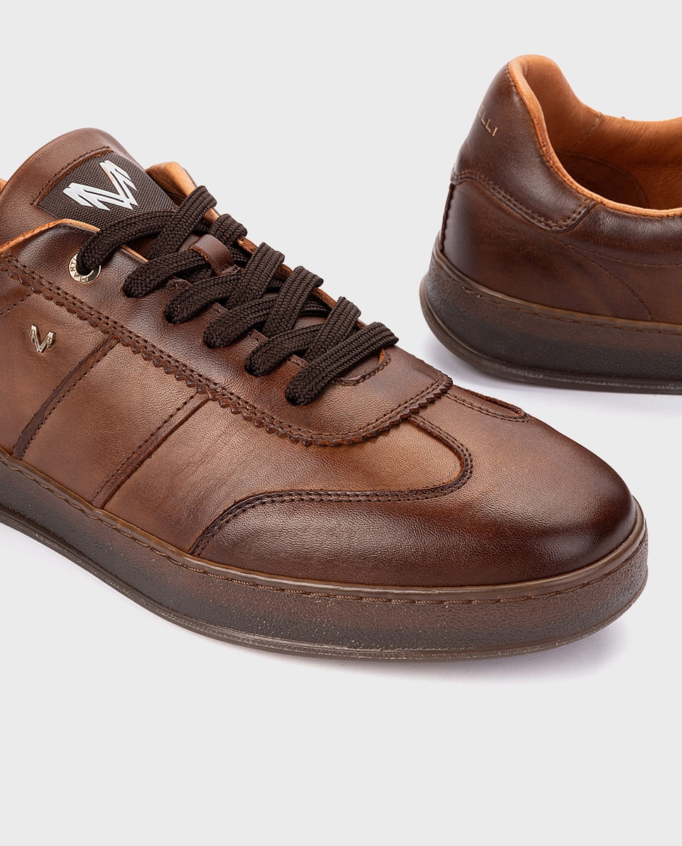 Zapatillas de hombre de piel con cordones en color - Martinelli - Marrón oscuro Marrón oscuro-4