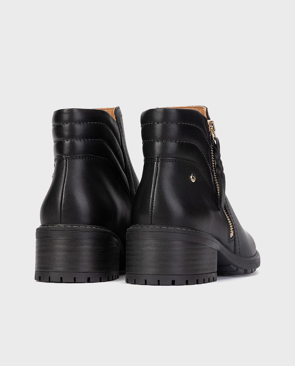 Botines de tacón de mujer de piel con cremallera - Pikolinos - Negro Negro-2