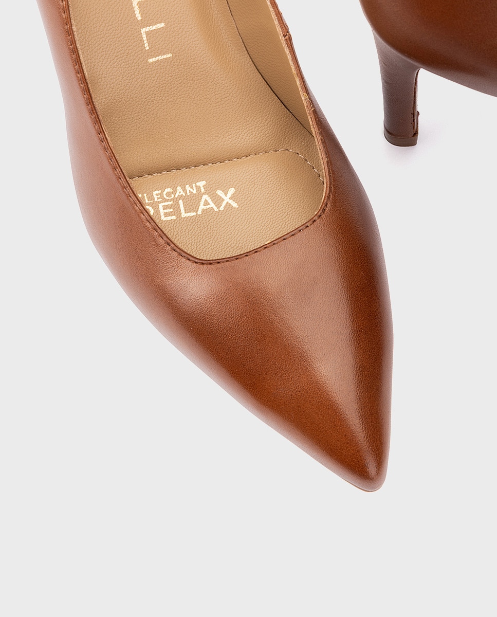 Zapatos de tacón de mujer de piel con plantilla acolchada - Martinelli - Marrón Marrón-4