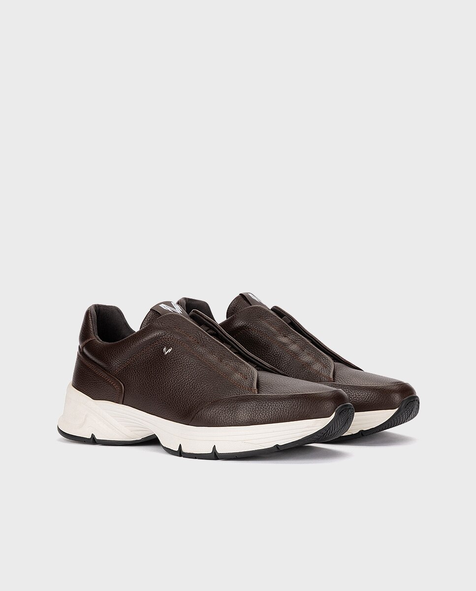 Zapatillas de hombre de piel con suela extraligera en color - Martinelli - Marrón oscuro Marrón oscuro-3