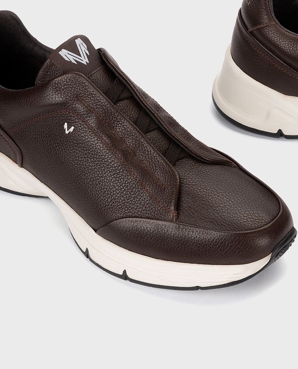Zapatillas de hombre de piel con suela extraligera en color - Martinelli - Marrón oscuro Marrón oscuro-4