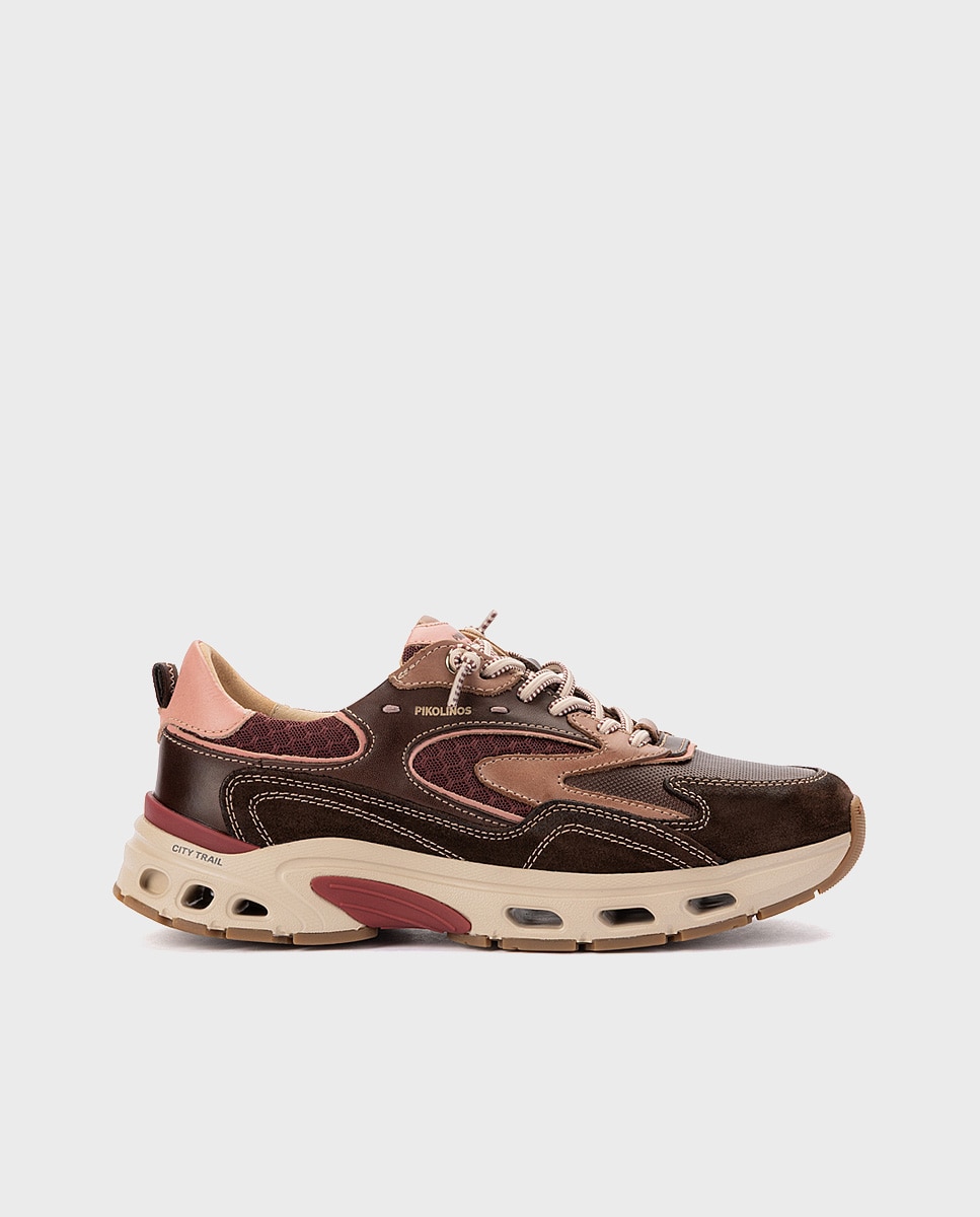 Zapatillas de mujer de piel con plantilla memory foam y suela extraligera - Pikolinos - Marrón oscuro Marrón oscuro-1