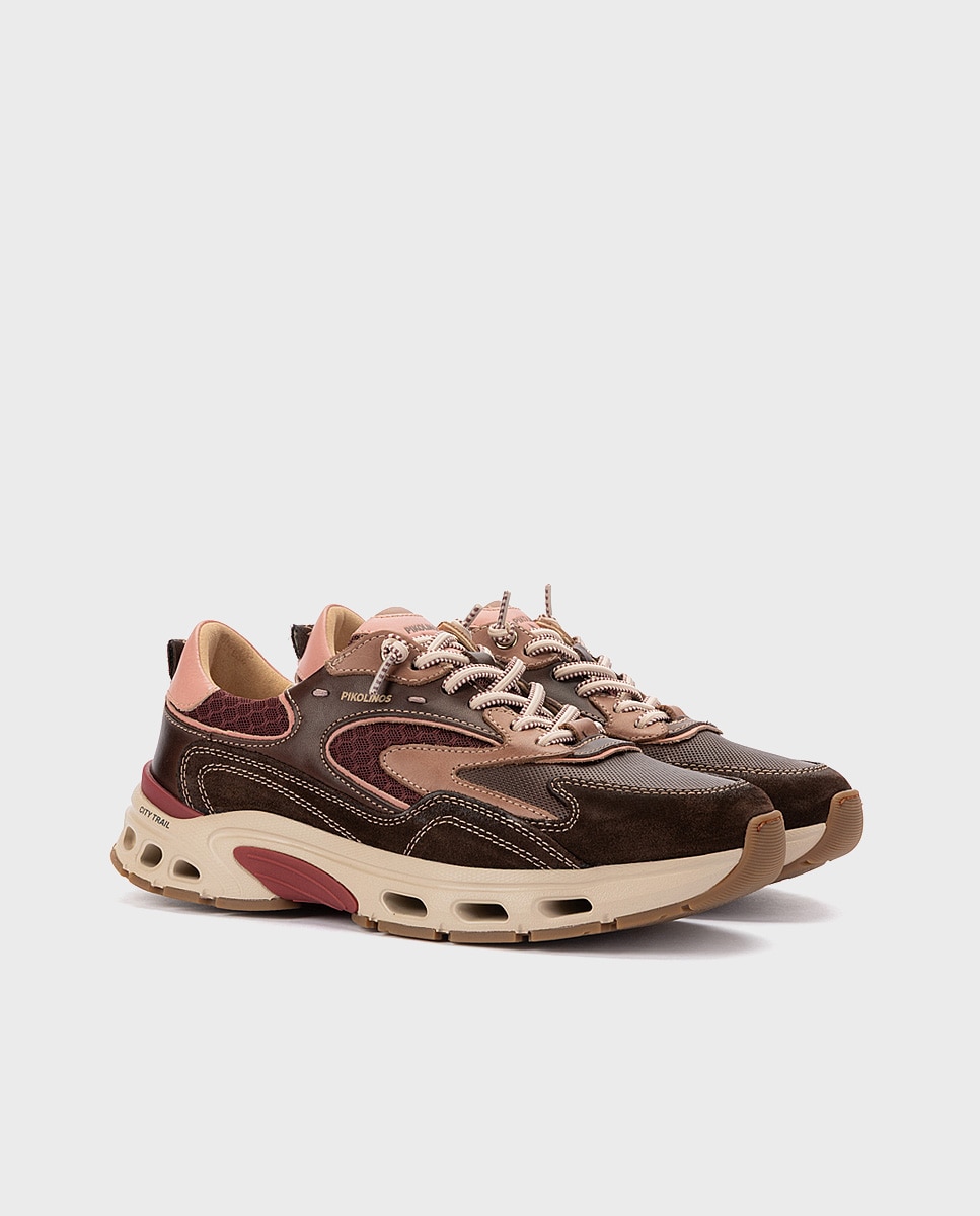 Zapatillas de mujer de piel con plantilla memory foam y suela extraligera - Pikolinos - Marrón oscuro Marrón oscuro-3