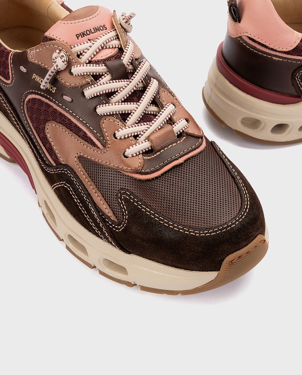 Zapatillas de mujer de piel con plantilla memory foam y suela extraligera - Pikolinos - Marrón oscuro Marrón oscuro-4