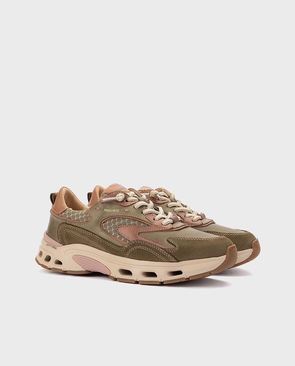 Zapatillas de mujer de piel con plantilla memory foam y suela extraligera - Pikolinos - Verde Verde-3