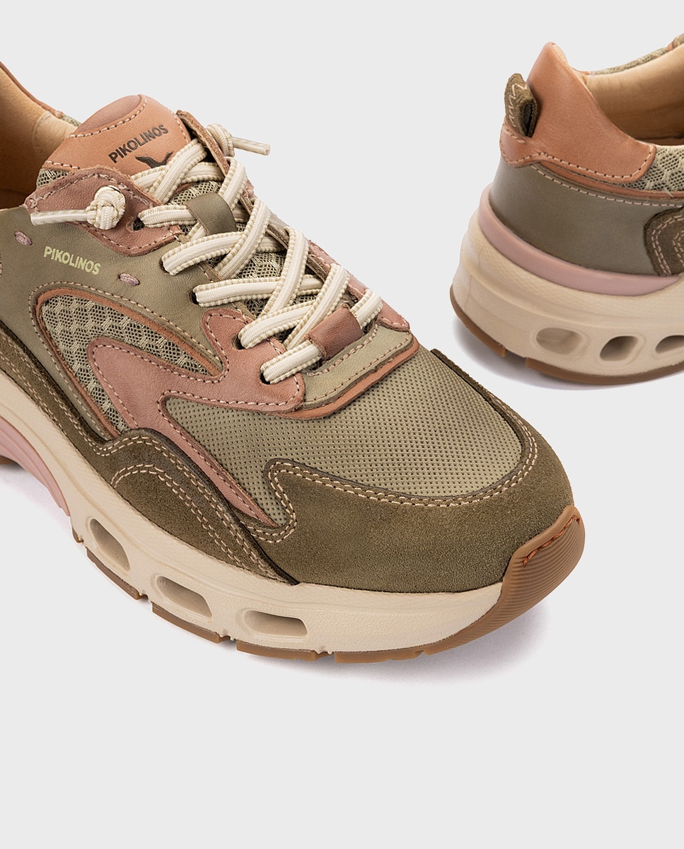 Zapatillas de mujer de piel con plantilla memory foam y suela extraligera - Pikolinos - Verde Verde-4