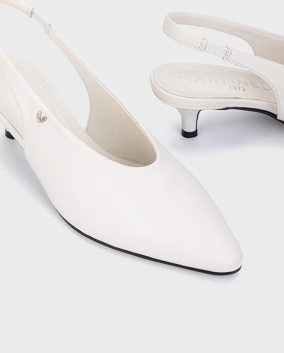 Zapatos de tacón de mujer de piel con elástico - Martinelli - Blanco Blanco-4
