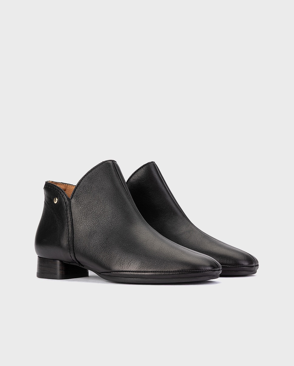 Botines de tacón de mujer de piel con cremallera - Pikolinos - Negro Negro-3