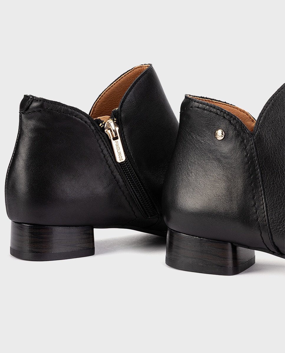 Botines de tacón de mujer de piel con cremallera - Pikolinos - Negro Negro-4
