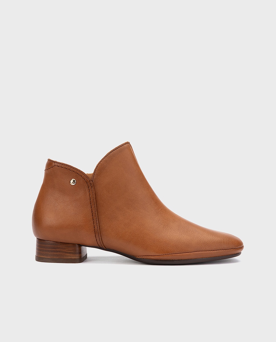 Botines de tacón de mujer de piel con cremallera - Pikolinos - Marrón Marrón-1