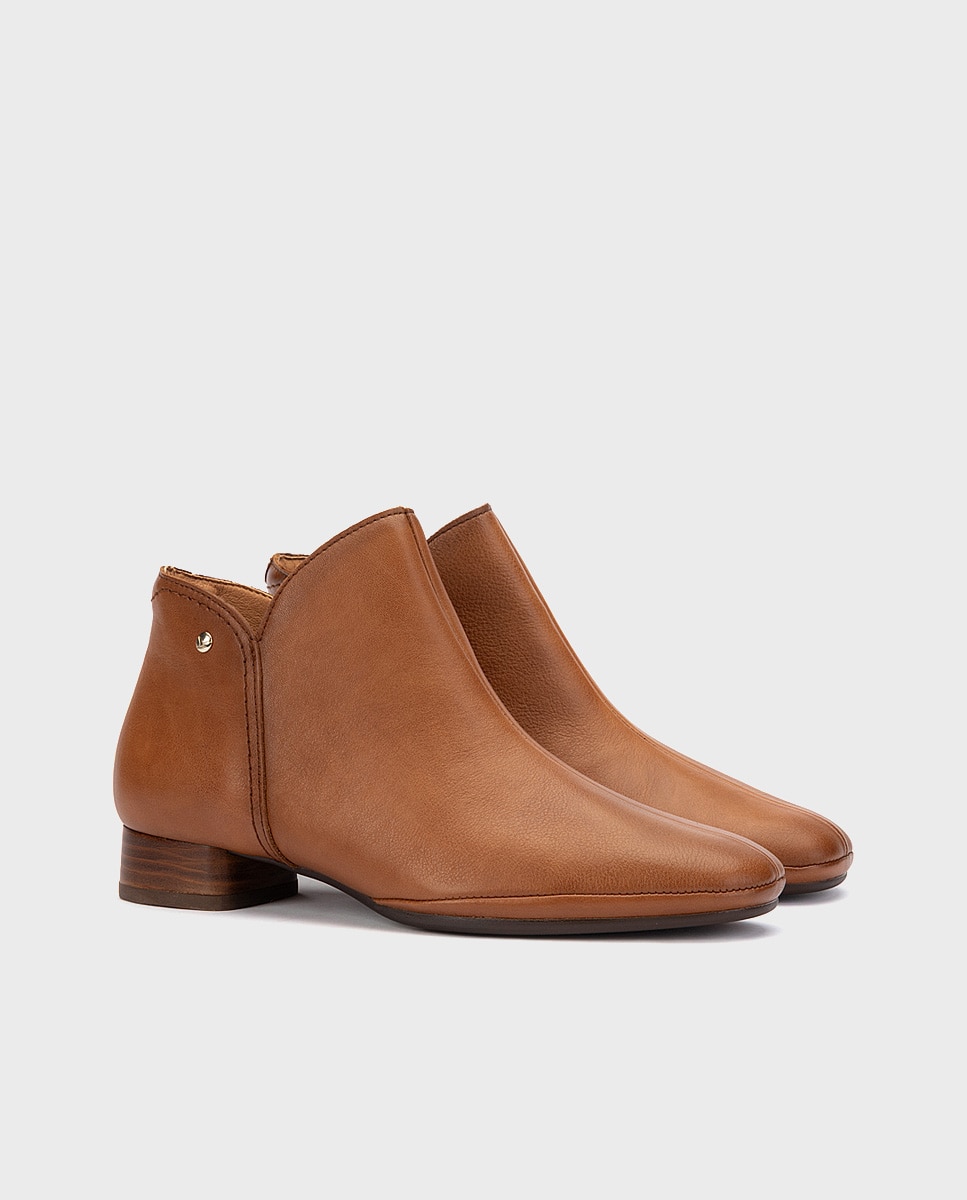 Botines de tacón de mujer de piel con cremallera - Pikolinos - Marrón Marrón-4