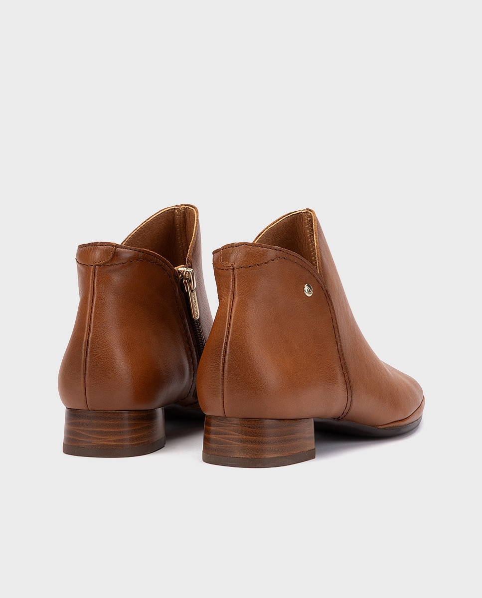 Botines de tacón de mujer de piel con cremallera - Pikolinos - Marrón Marrón-3