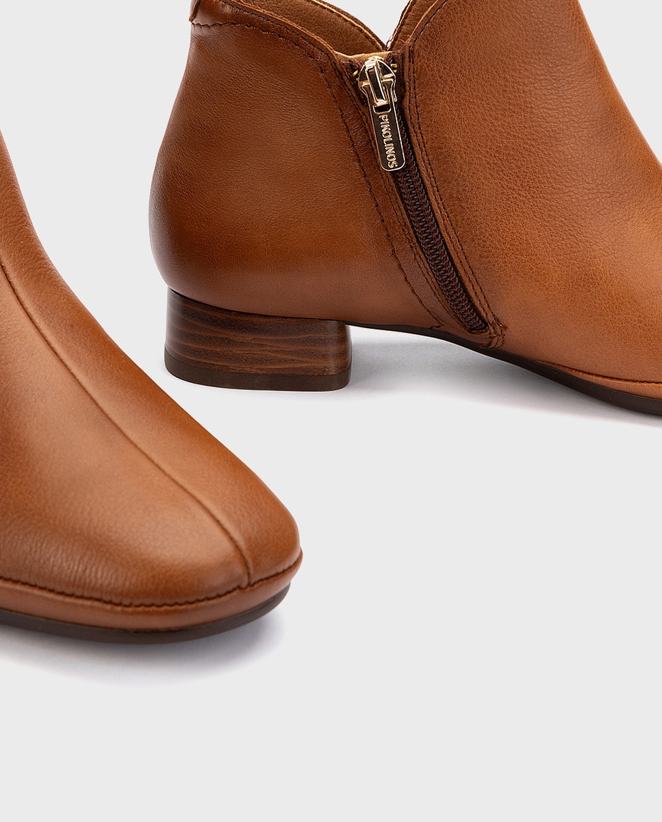 Botines de tacón de mujer de piel con cremallera - Pikolinos - Marrón Marrón-2