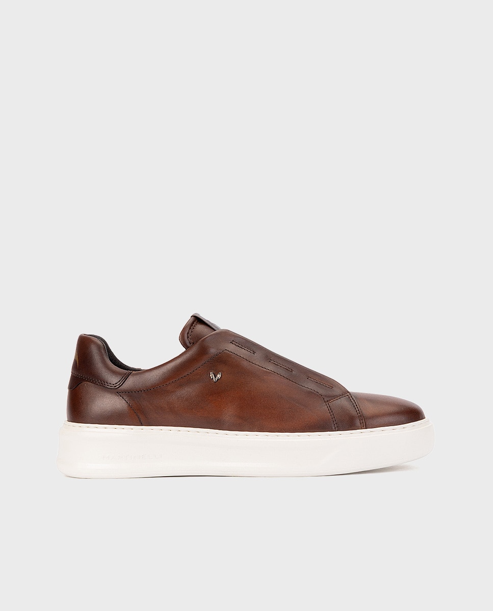 Zapatillas de hombre de piel con suela extraligera en color - Martinelli - Marrón oscuro Marrón oscuro-1