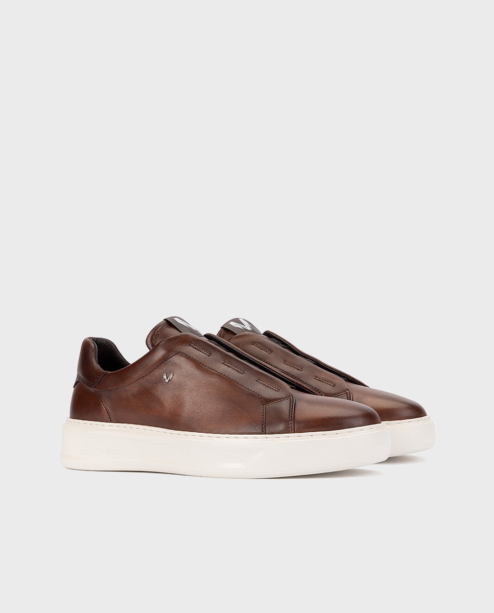 Zapatillas de hombre de piel con suela extraligera en color - Martinelli - Marrón oscuro Marrón oscuro-3