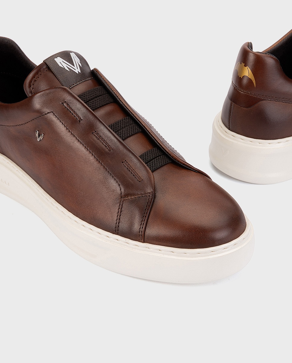 Zapatillas de hombre de piel con suela extraligera en color - Martinelli - Marrón oscuro Marrón oscuro-4