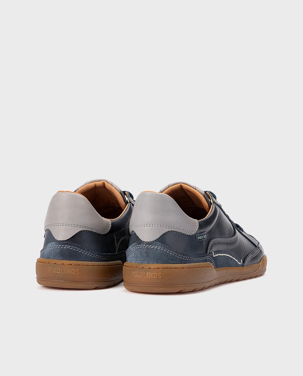 Zapatillas de hombre de piel - Pikolinos - Azul Azul-2