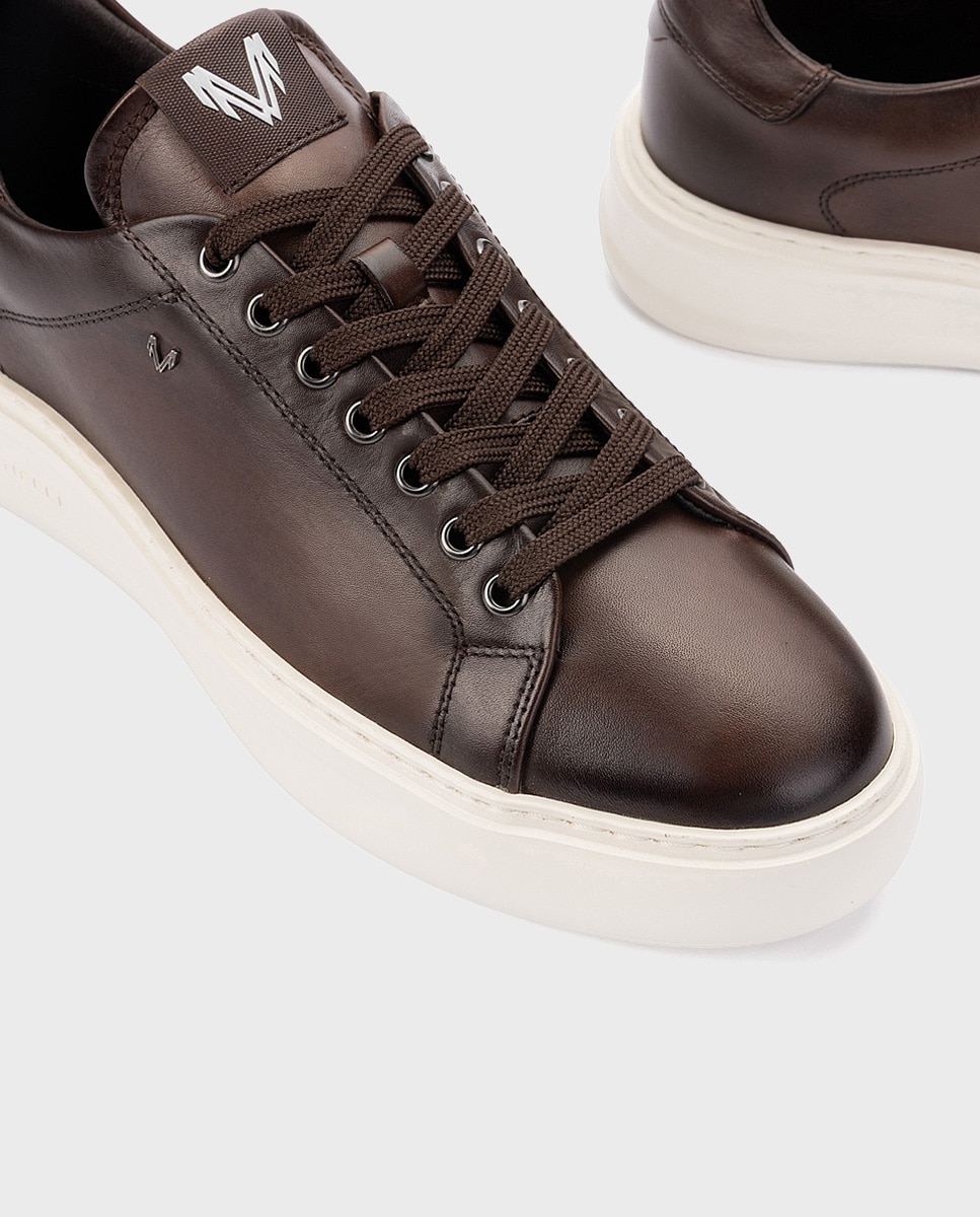 Zapatillas de hombre de piel en color - Martinelli - Marrón oscuro Marrón oscuro-4