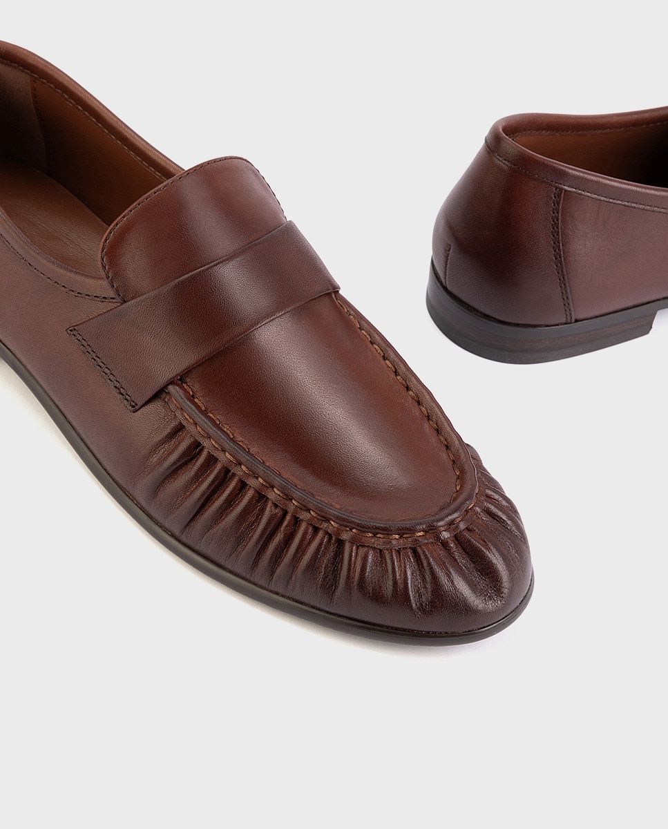 Mocasines de mujer de piel con plantilla acolchada en color - Martinelli - Marrón oscuro Marrón oscuro-4