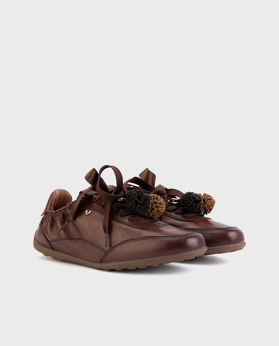 Zapatillas de mujer de piel con cordones en color - Martinelli - Marrón oscuro Marrón oscuro-3