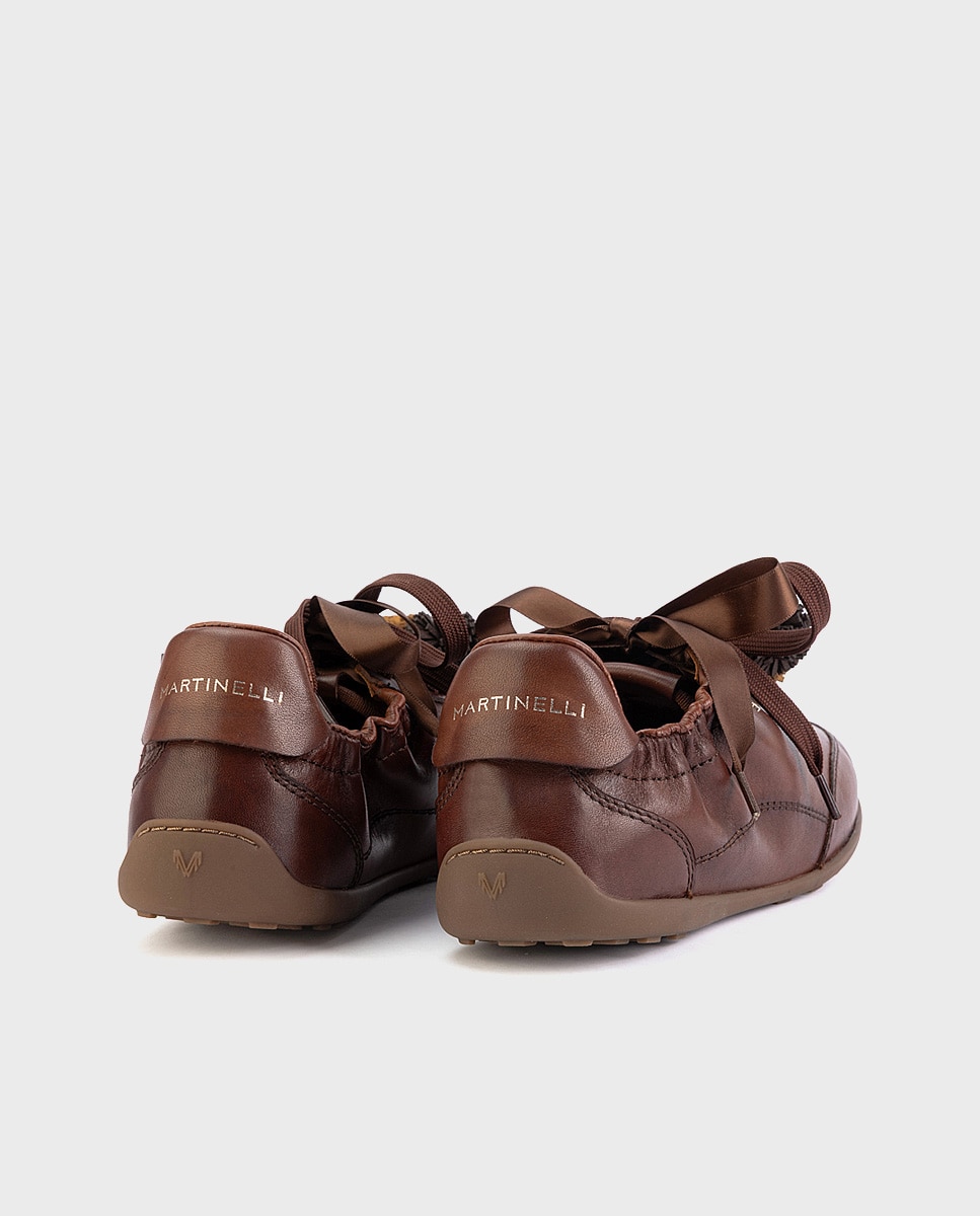 Zapatillas de mujer de piel con cordones en color - Martinelli - Marrón oscuro Marrón oscuro-2