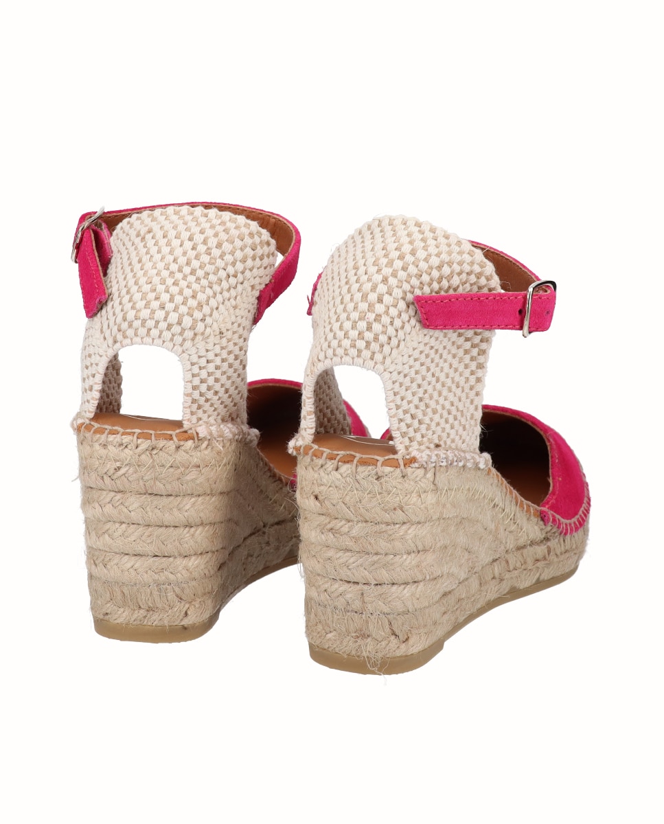 Alpargatas de cuña de mujer de piel tipo valenciana - Viguera - Fucsia Fucsia-2