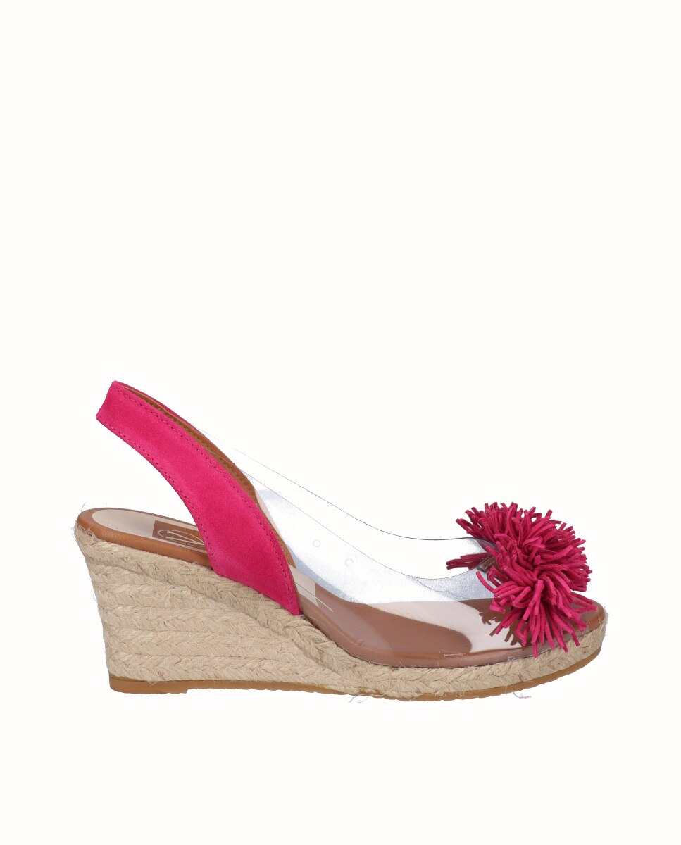 Sandalias de cuña de mujer de vinilo y serraje - Viguera - Fucsia Fucsia-1