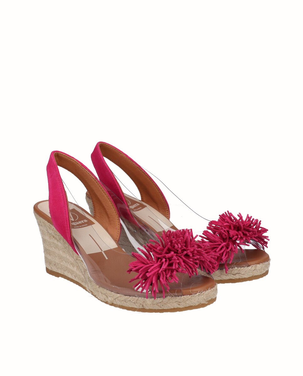 Sandalias de cuña de mujer de vinilo y serraje - Viguera - Fucsia Fucsia-3