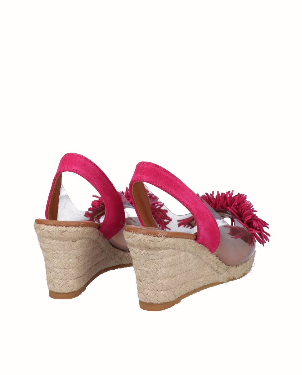 Sandalias de cuña de mujer de vinilo y serraje - Viguera - Fucsia Fucsia-2